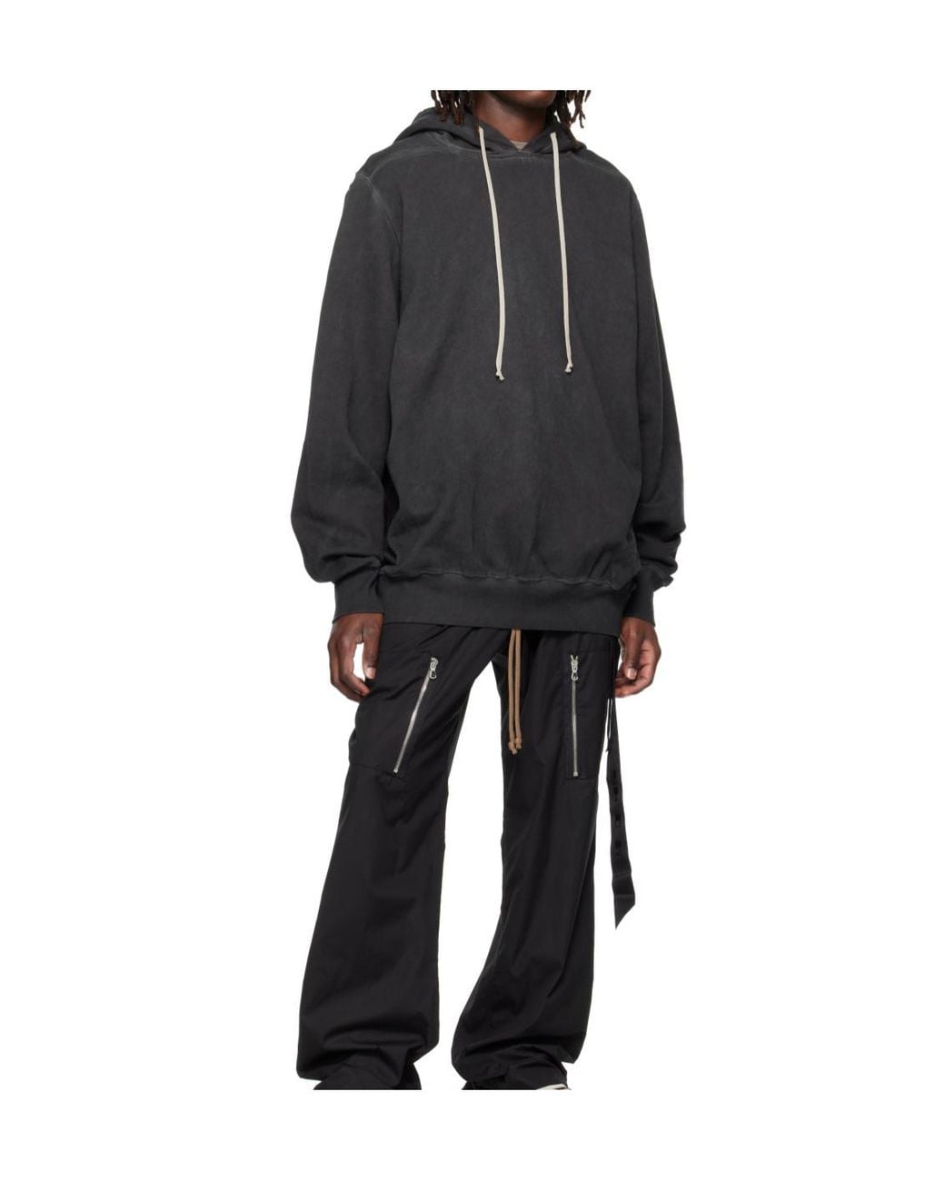 Rick Owens Gray Drawstring Hoodie for men