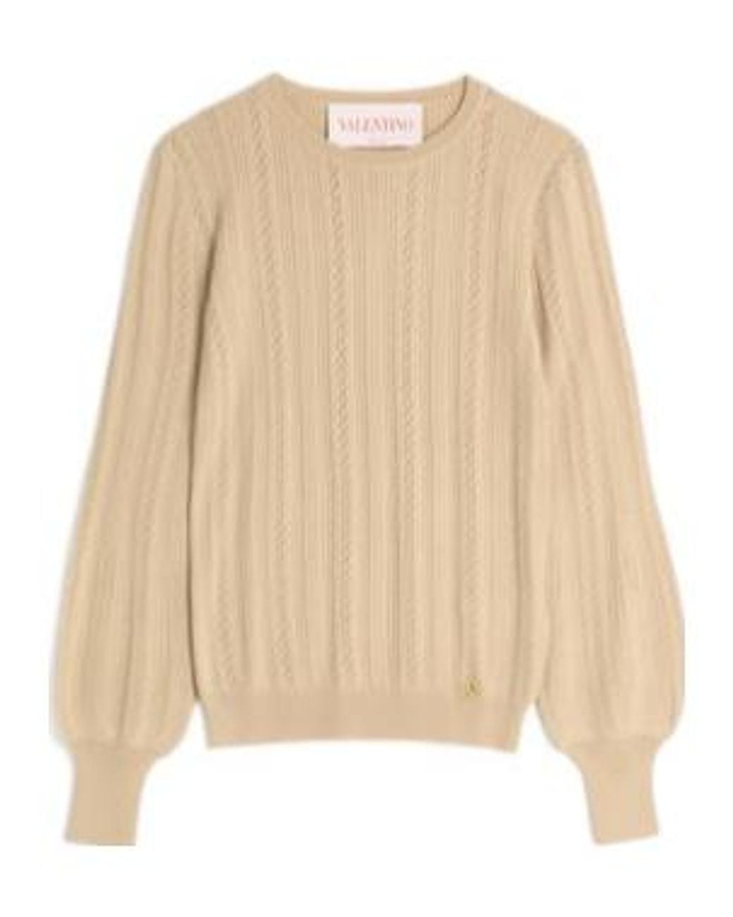 Valentino Natural Logo Plaque Crewneck Jumper
