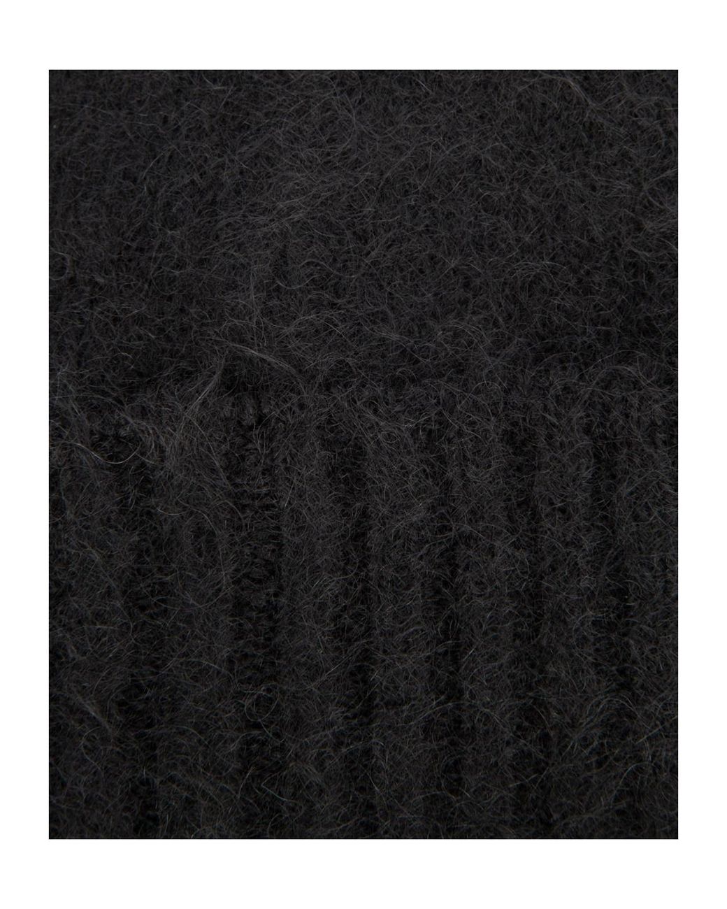 Auralee Black Ribbed-Edge Mohair-Blend Beanie for men