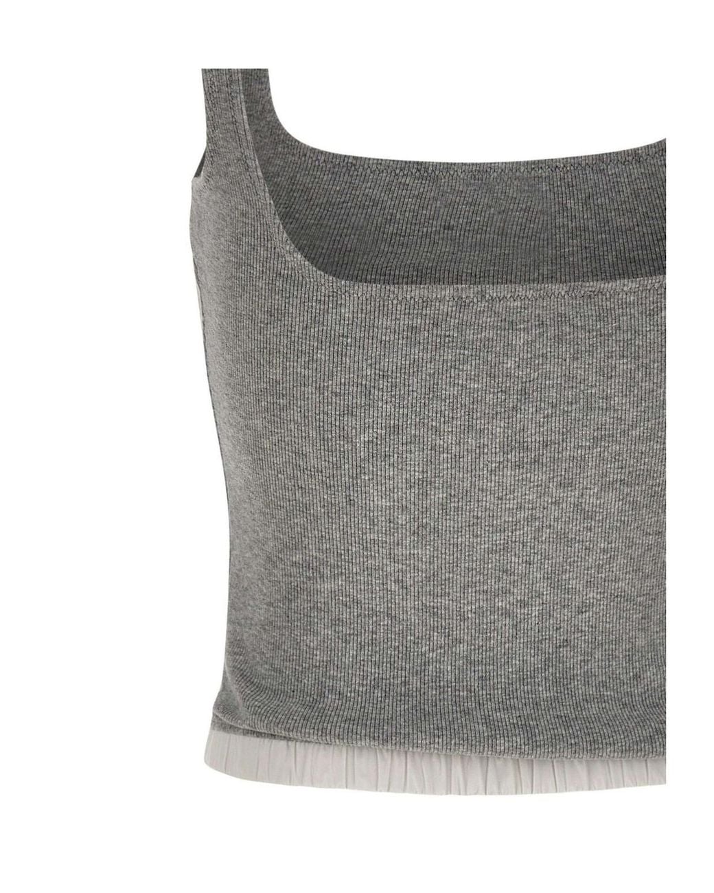Entire studios Gray Cropped Ribbed Knitted Top
