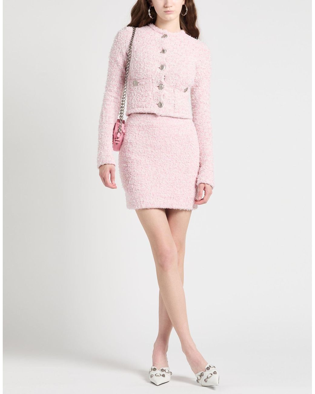 Balenciaga Pink Fashionable And Simple Tweed Coat