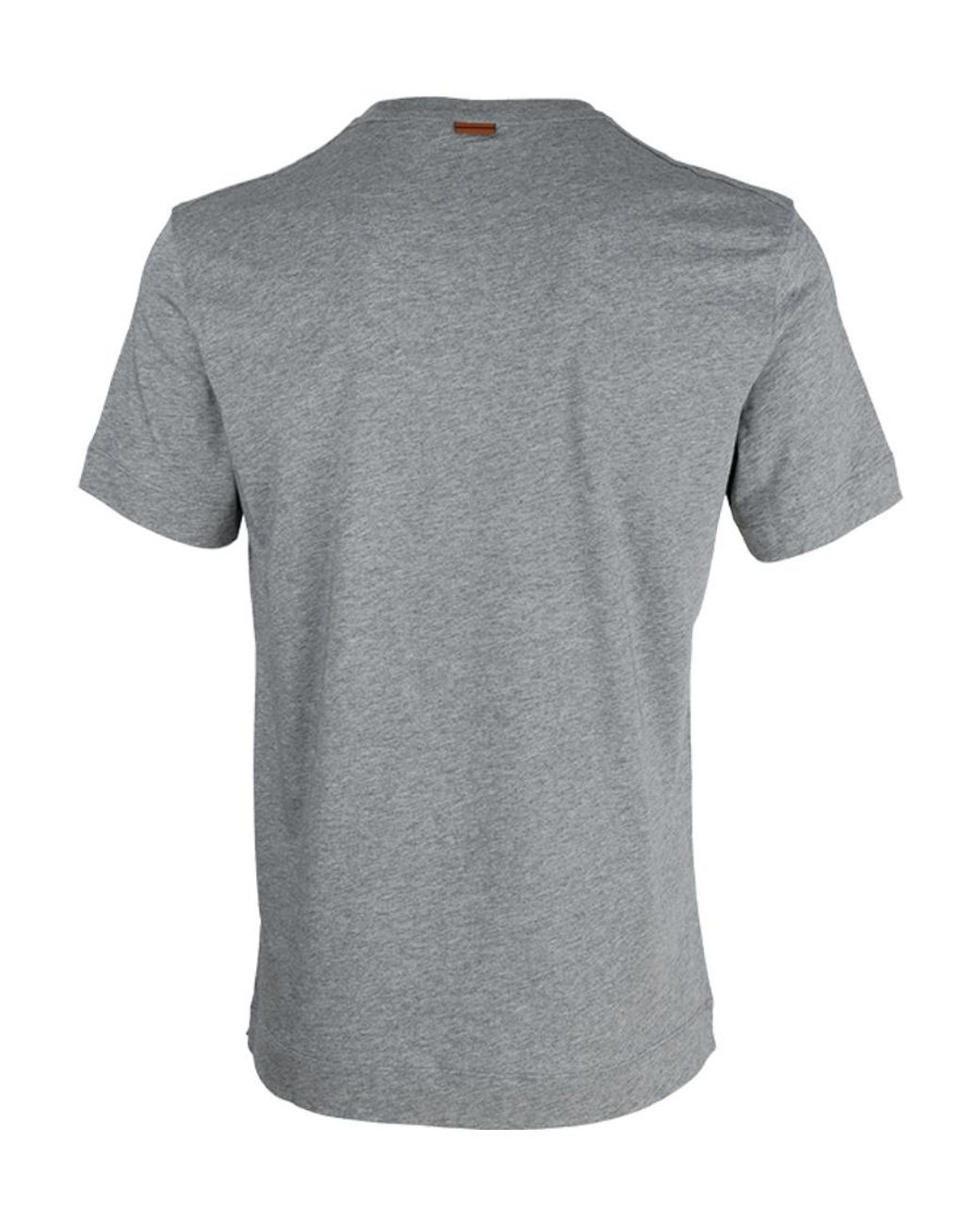 Zegna Gray Logo Embroidered Crewneck T-Shirt for men