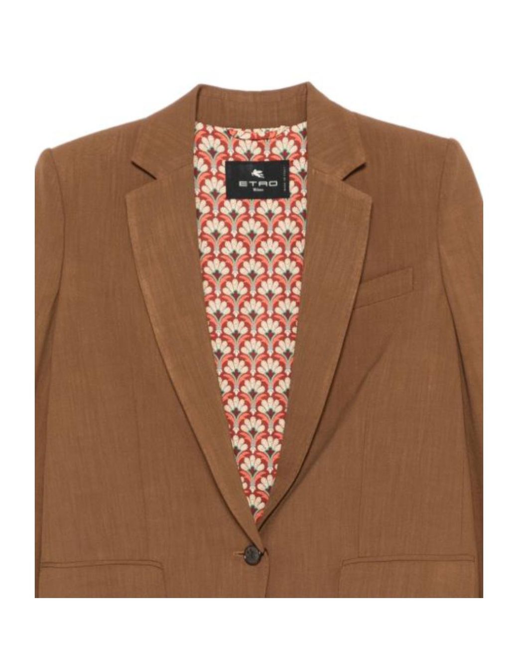 Etro Brown Pattern-Lined Single-Breasted Blazer