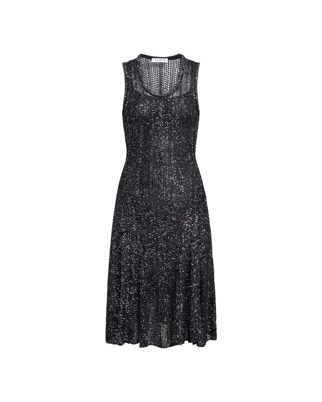 Alaïa Black Alaïa Sequin Knit Skater Dress