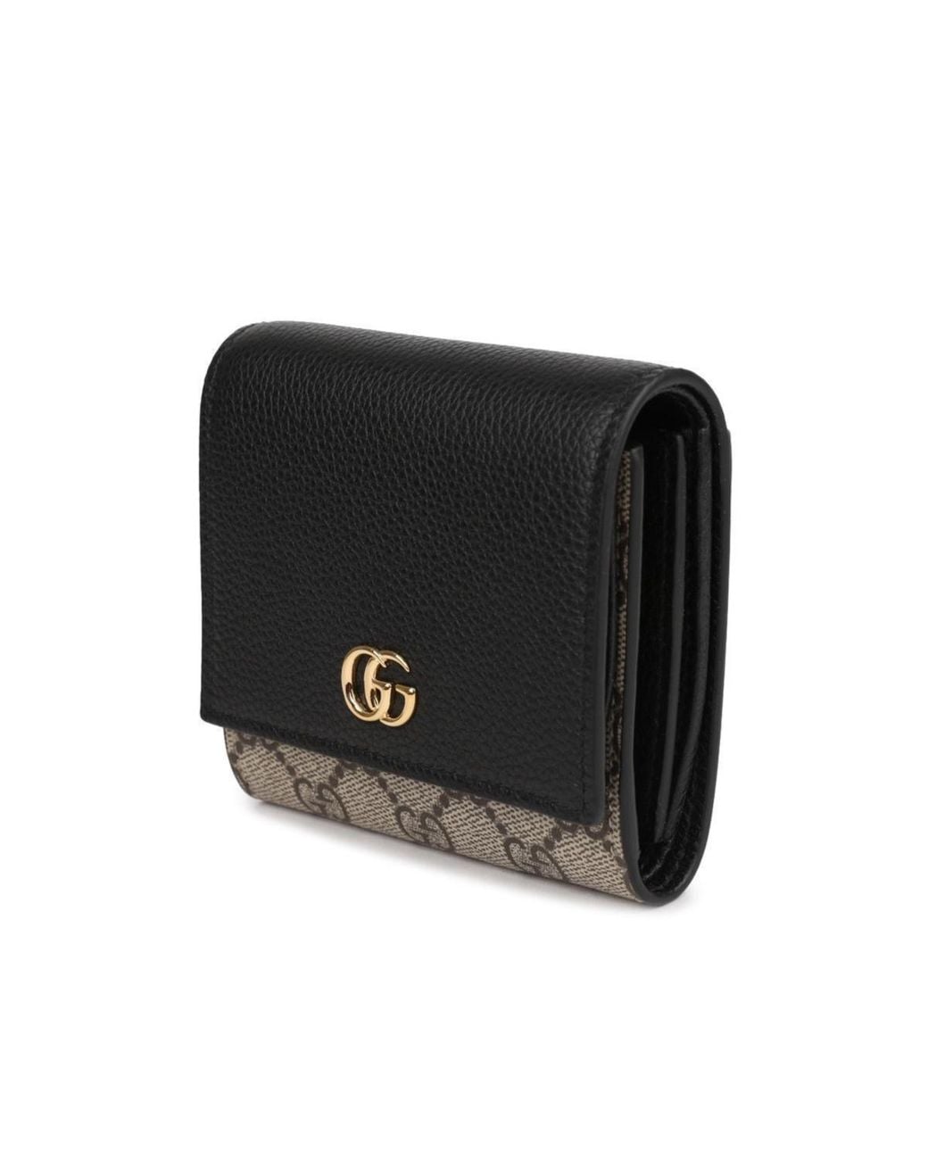 Gucci Black Gg Marmont Bi-Color Wallet