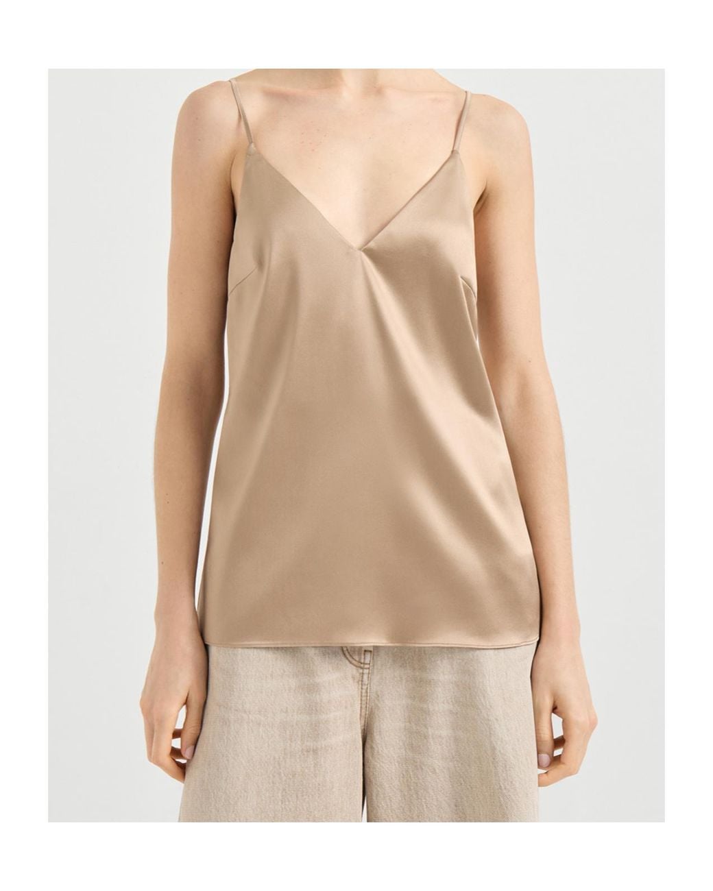 Brunello Cucinelli Natural Stretch-Silk Tank Top