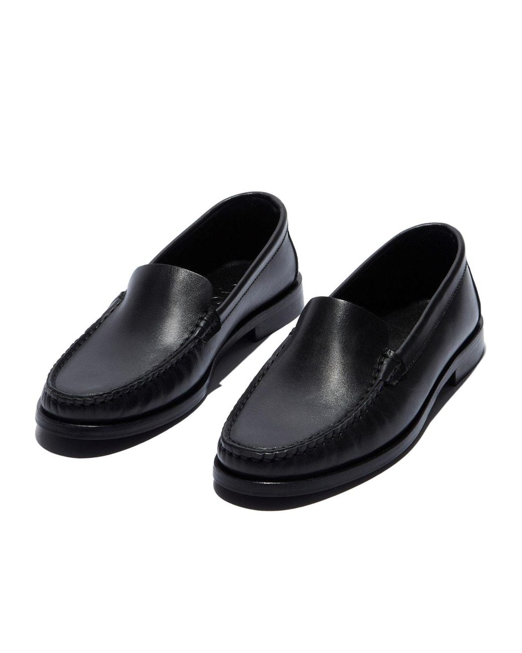 Aeyde Black Glossy Slip-On Loafer
