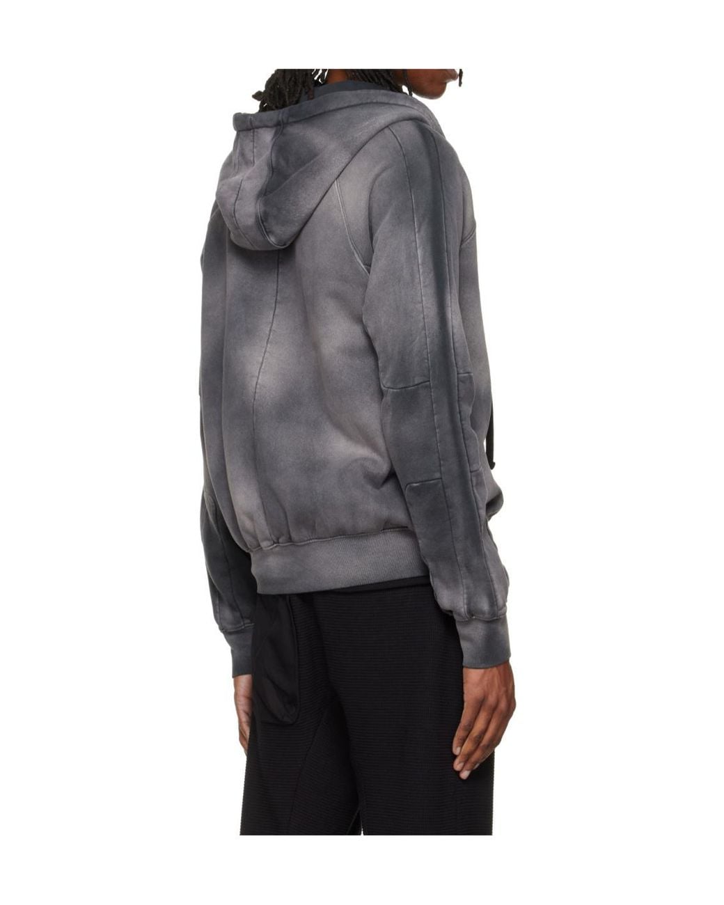 Thom Krom Gray Washed Gradient Zip-Up Hoodie for men