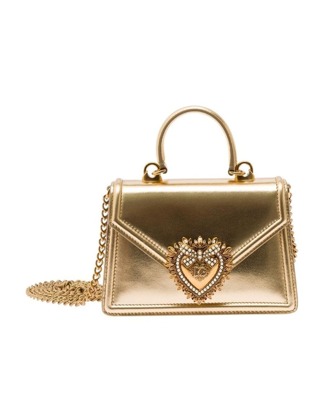 Dolce & Gabbana Metallic Devotion Heart Embellished Crossbody Bag