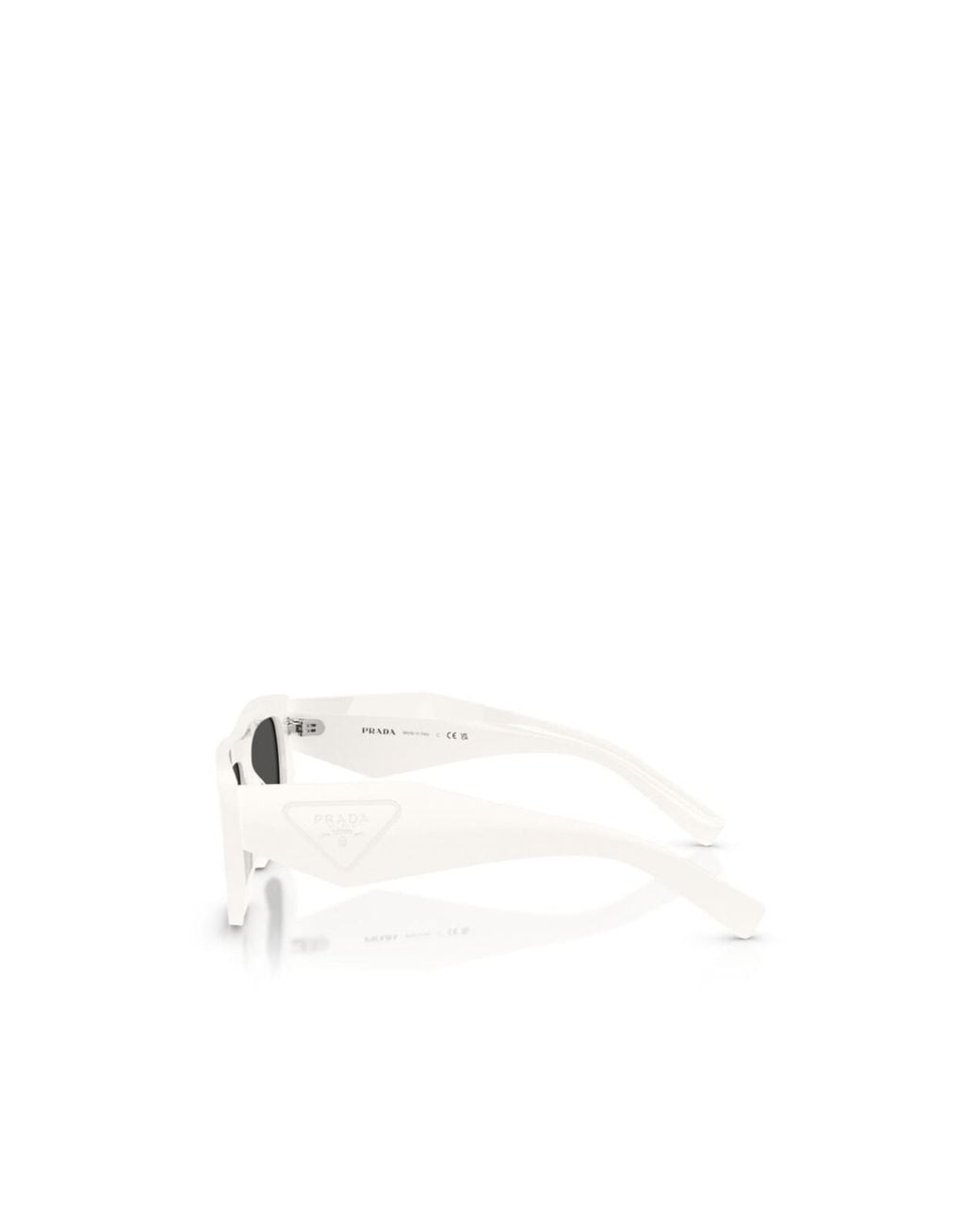 Prada White Eyewear Triangle Logo Geometric Frame Sunglasses
