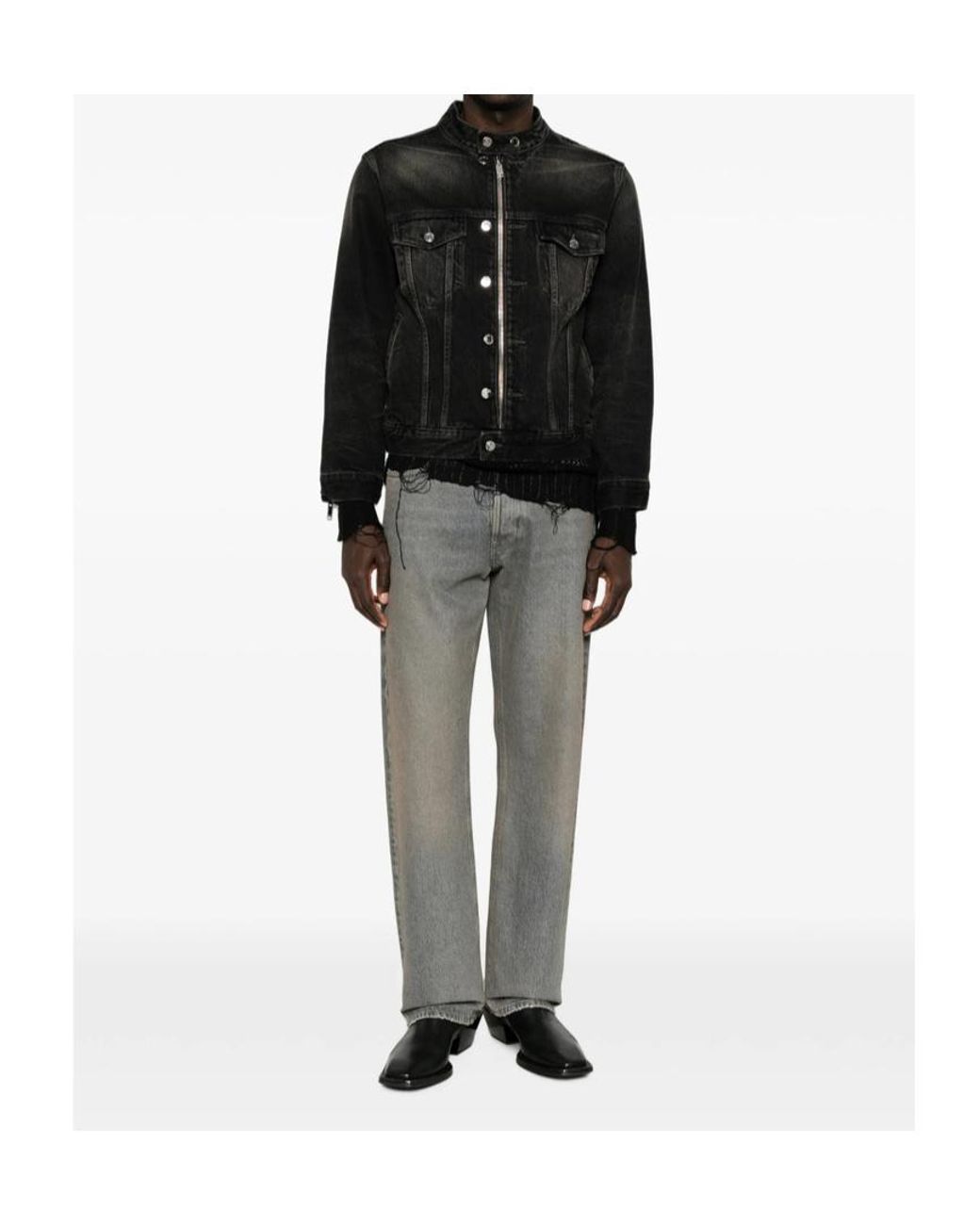 Haikure Black Troy Zip-Detail Denim Jacket for men