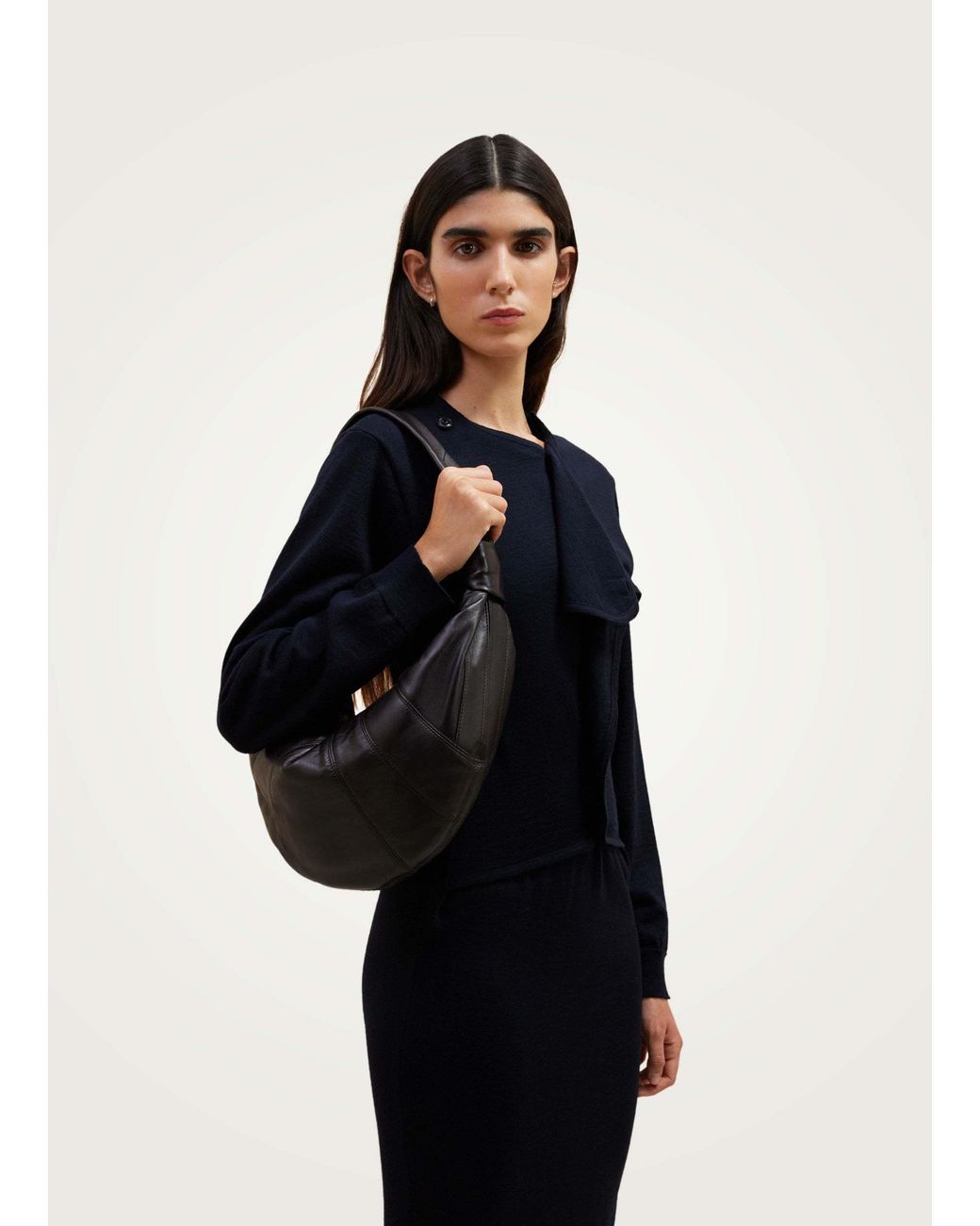 Lemaire Black Croissant Knot-Detailed Shoulder Bag