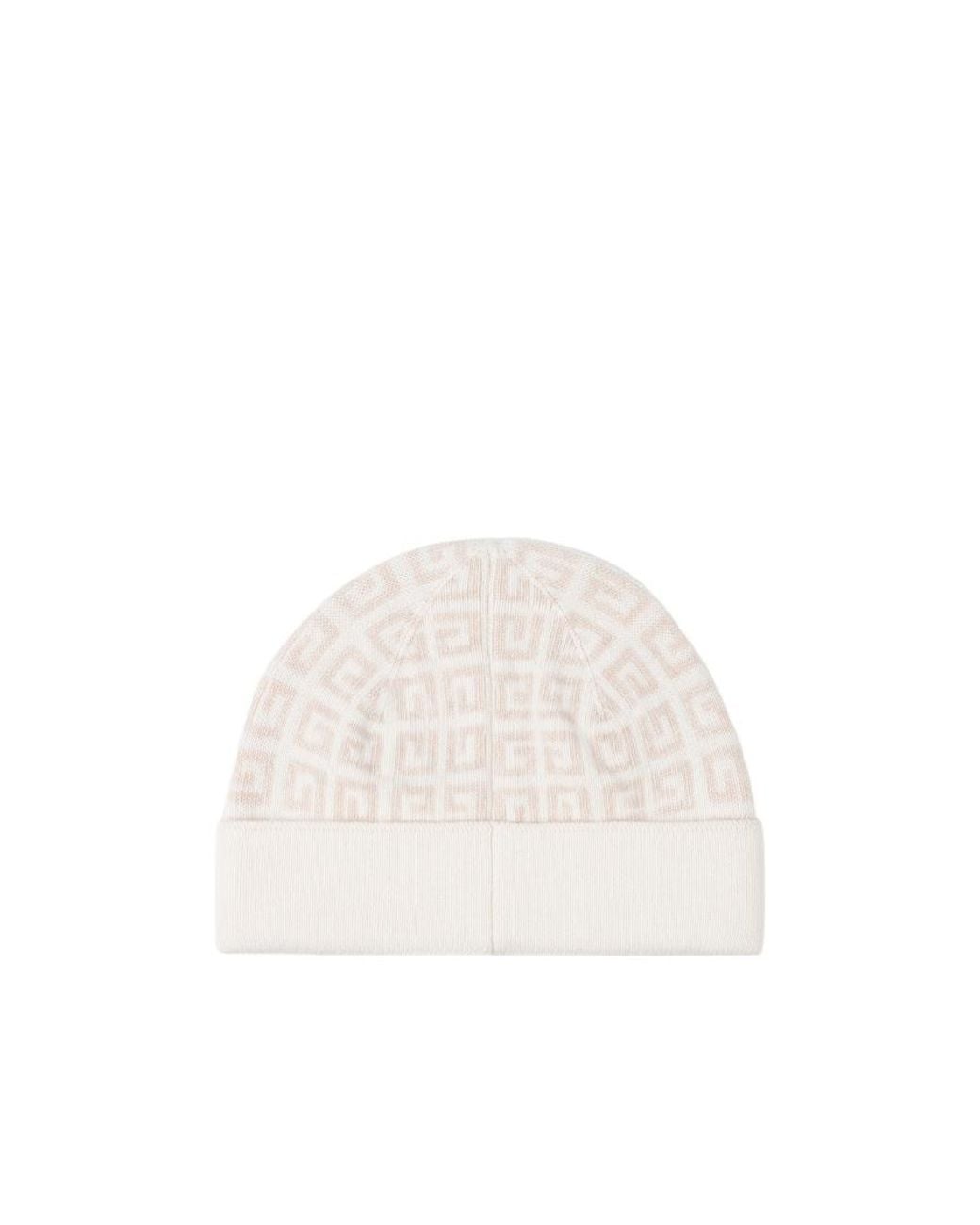Givenchy White All-Over Logo Embroidered Knitted Beanie
