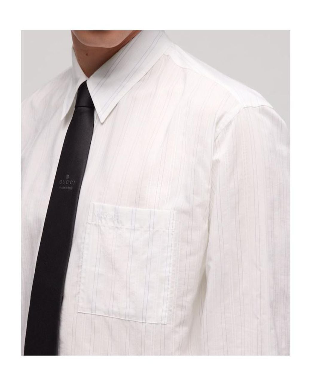 Gucci White Striped Technical Cotton Shirt for men