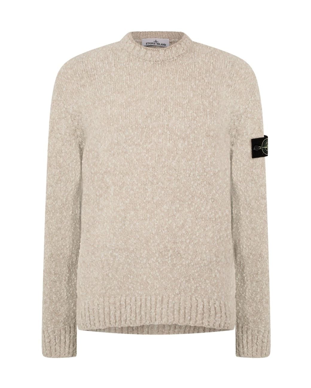 Stone Island Natural Crew Neck Textured Knit Sweater for men