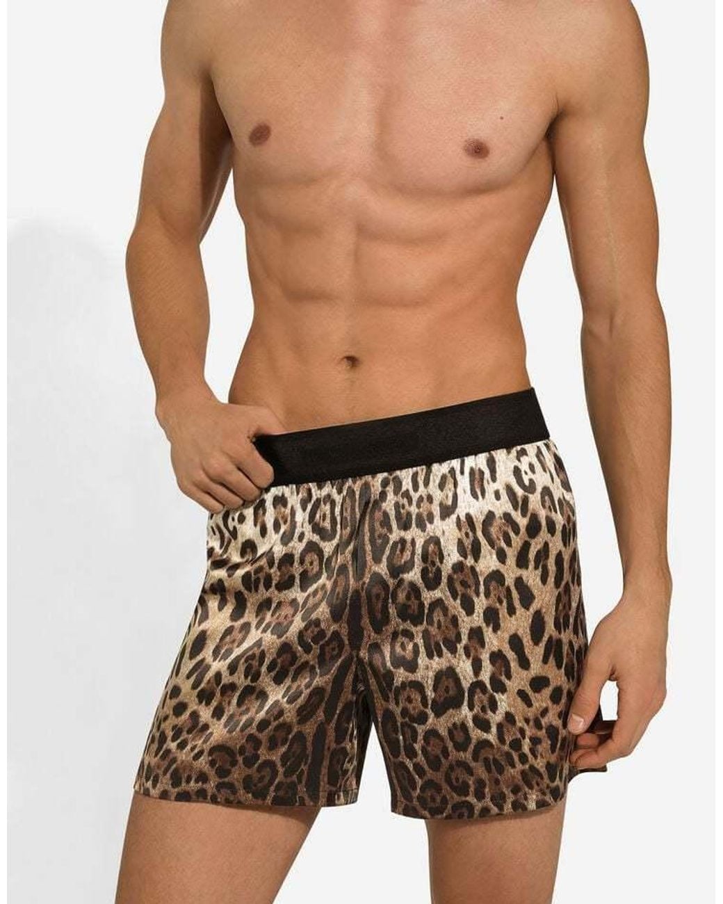Dolce & Gabbana Black Leopard-Printed Shorts for men