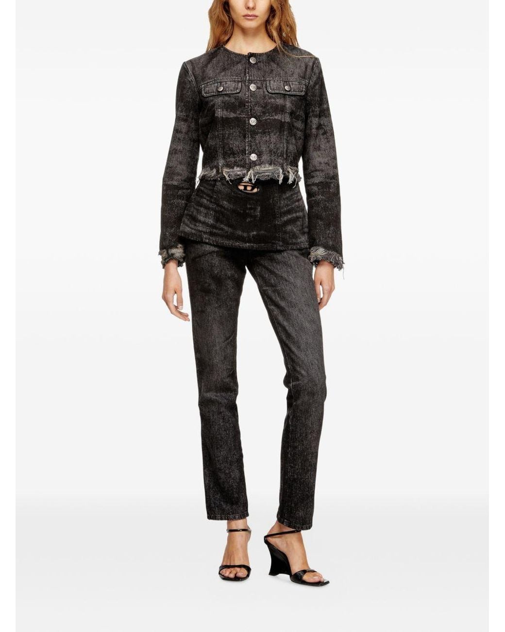 DIESEL Black De-Graffy Distressed Jacket