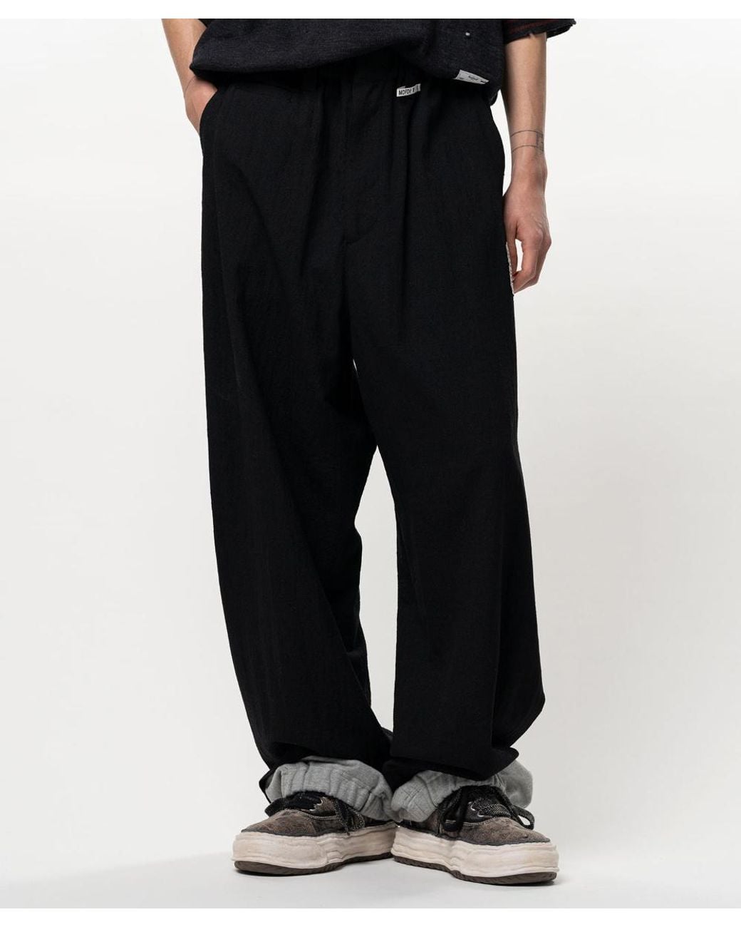 Maison Mihara Yasuhiro Black Sweat Layered Wool Pants for men