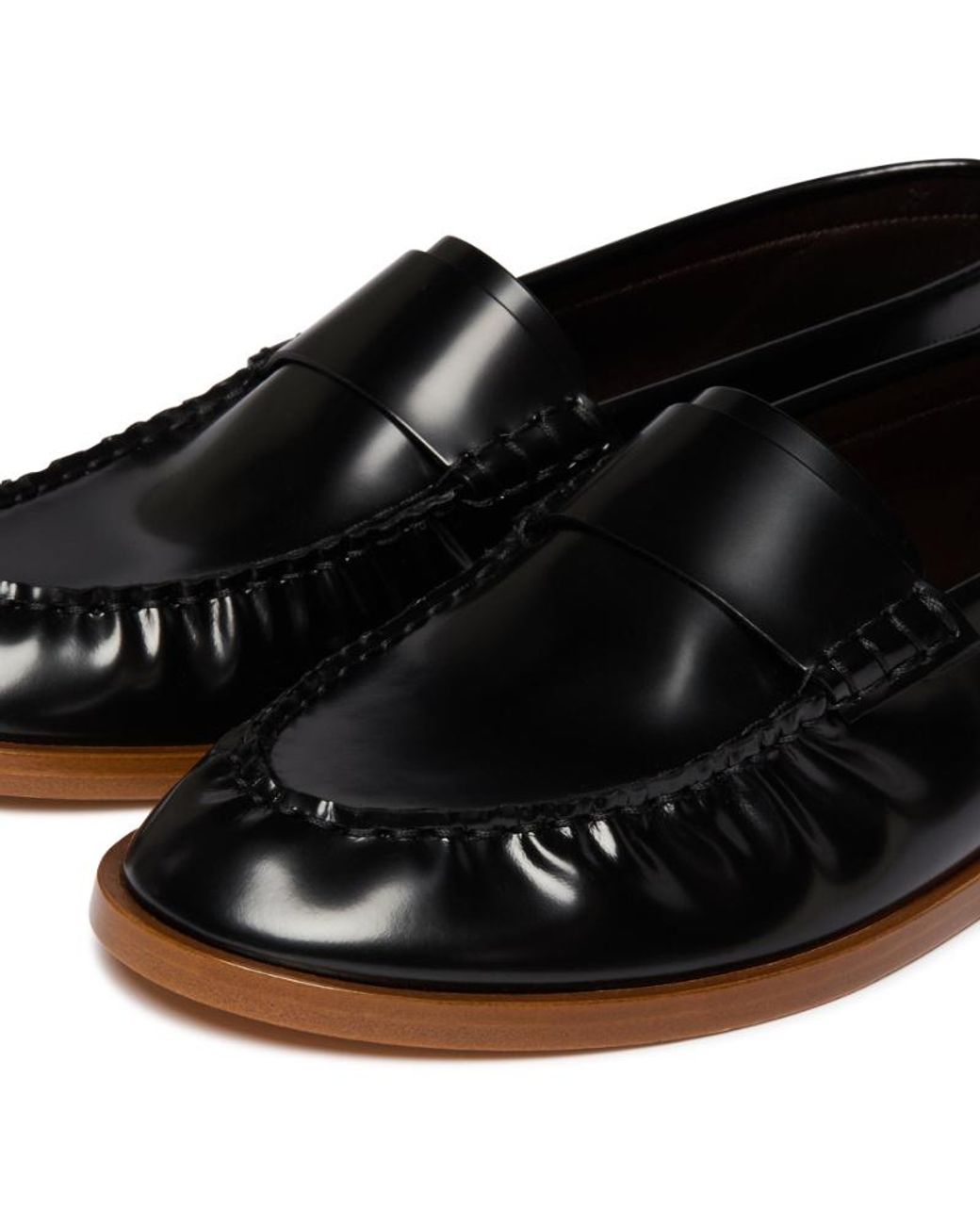 The Row Black Patent Leather Loafers