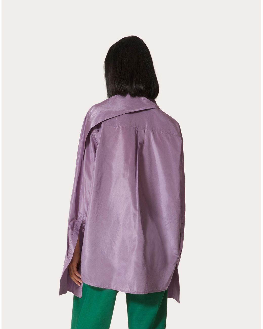 Valentino Purple Pussy Bow Long-Sleeved Shirt