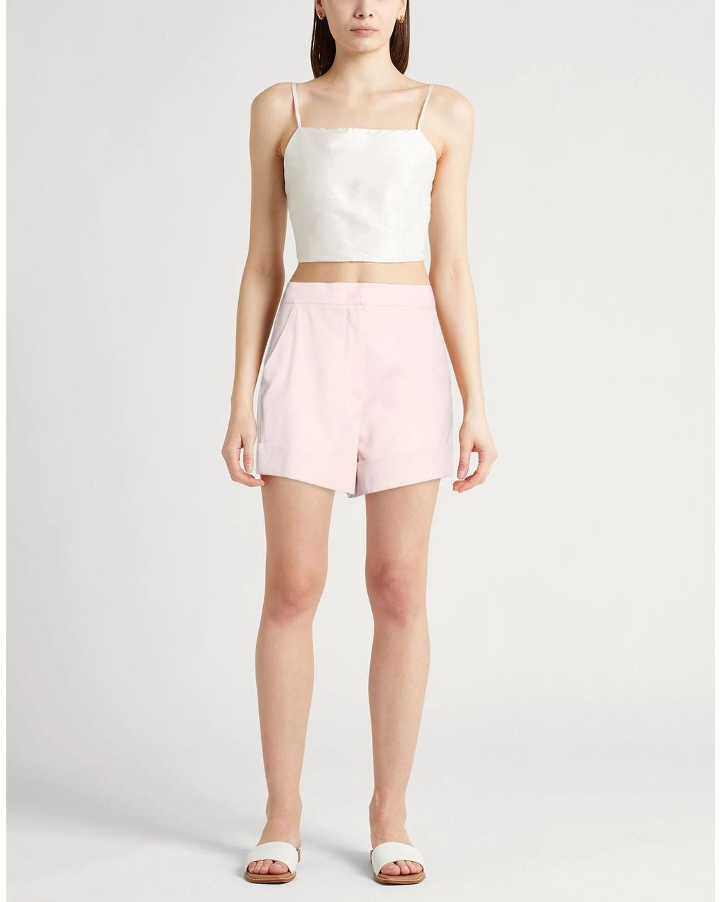 Max Mara Pink Solid Wool Shorts