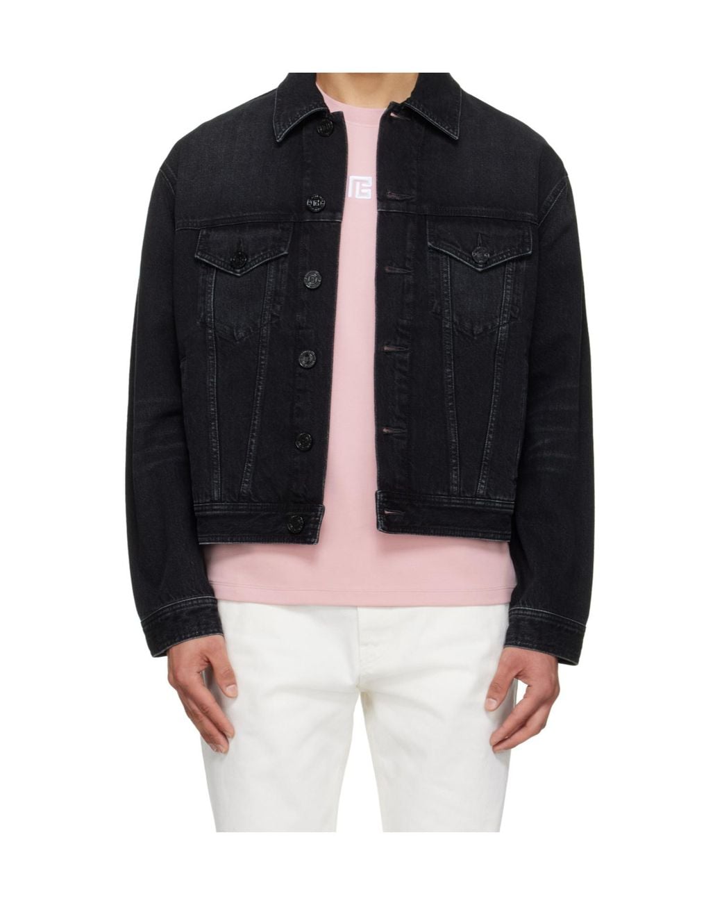 Balmain Blue Collared Button-Up Denim Jacket for men