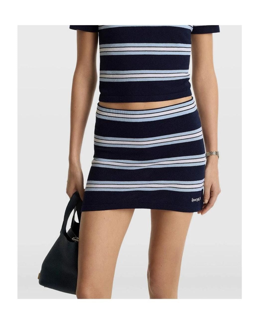 Sporty & Rich Blue Striped Mini Skirt