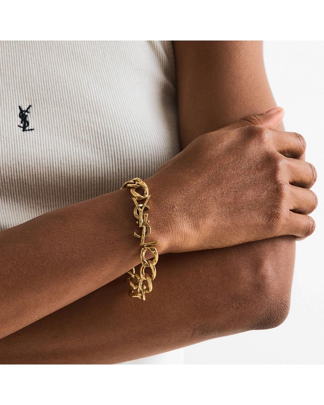 Saint Laurent Metallic Distinctive Brass Craft Bracelet