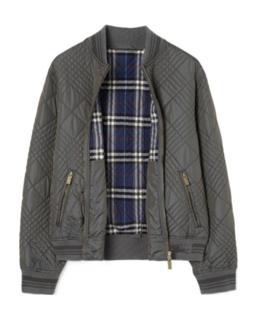 Burberry Gray Micro Check-Stitch Rakewood Bomber Jacket for men