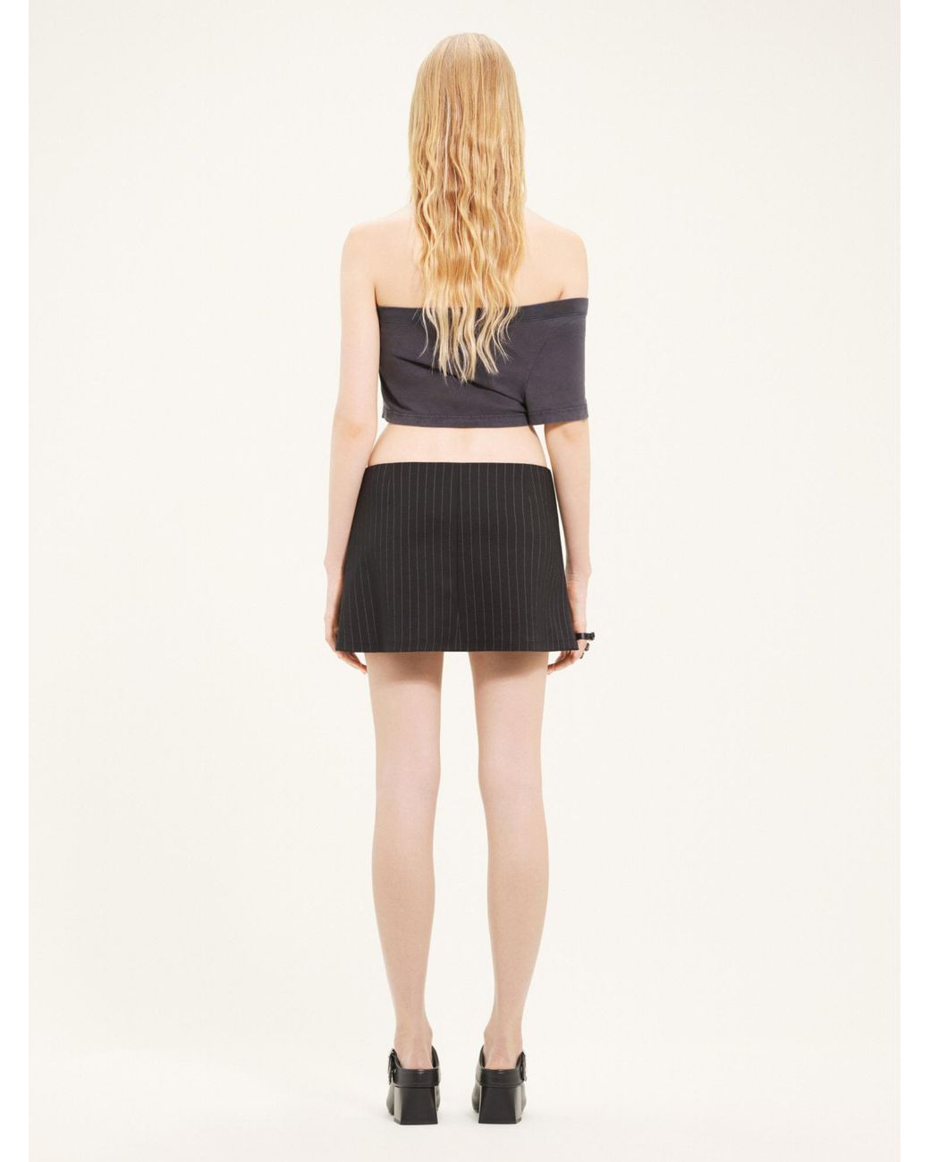 Courreges Black Twist-Detailing Pinstripe Miniskirt