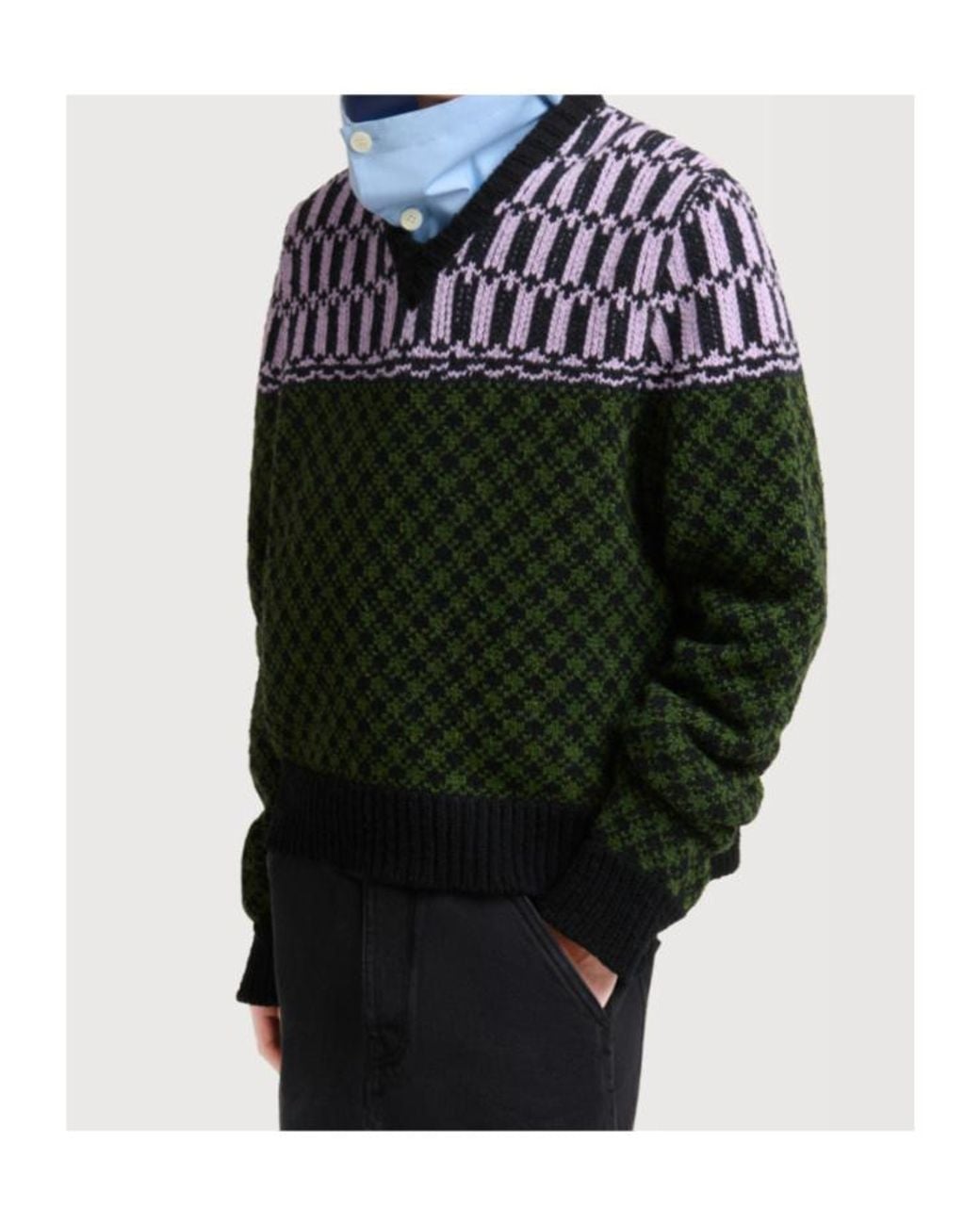 Marni Green Geometric Motif Jumper for men