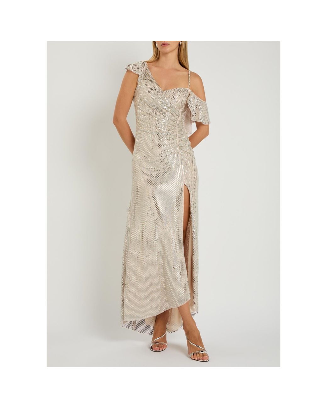 Self-Portrait White Sequin Embellished Mesh Skirt