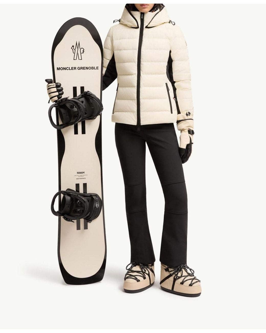 Moncler Natural Lamouras Hooded Down Ski Jacket