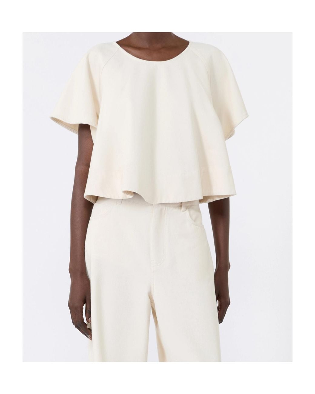 Weekend by Maxmara White Cropped Cotton Blouse
