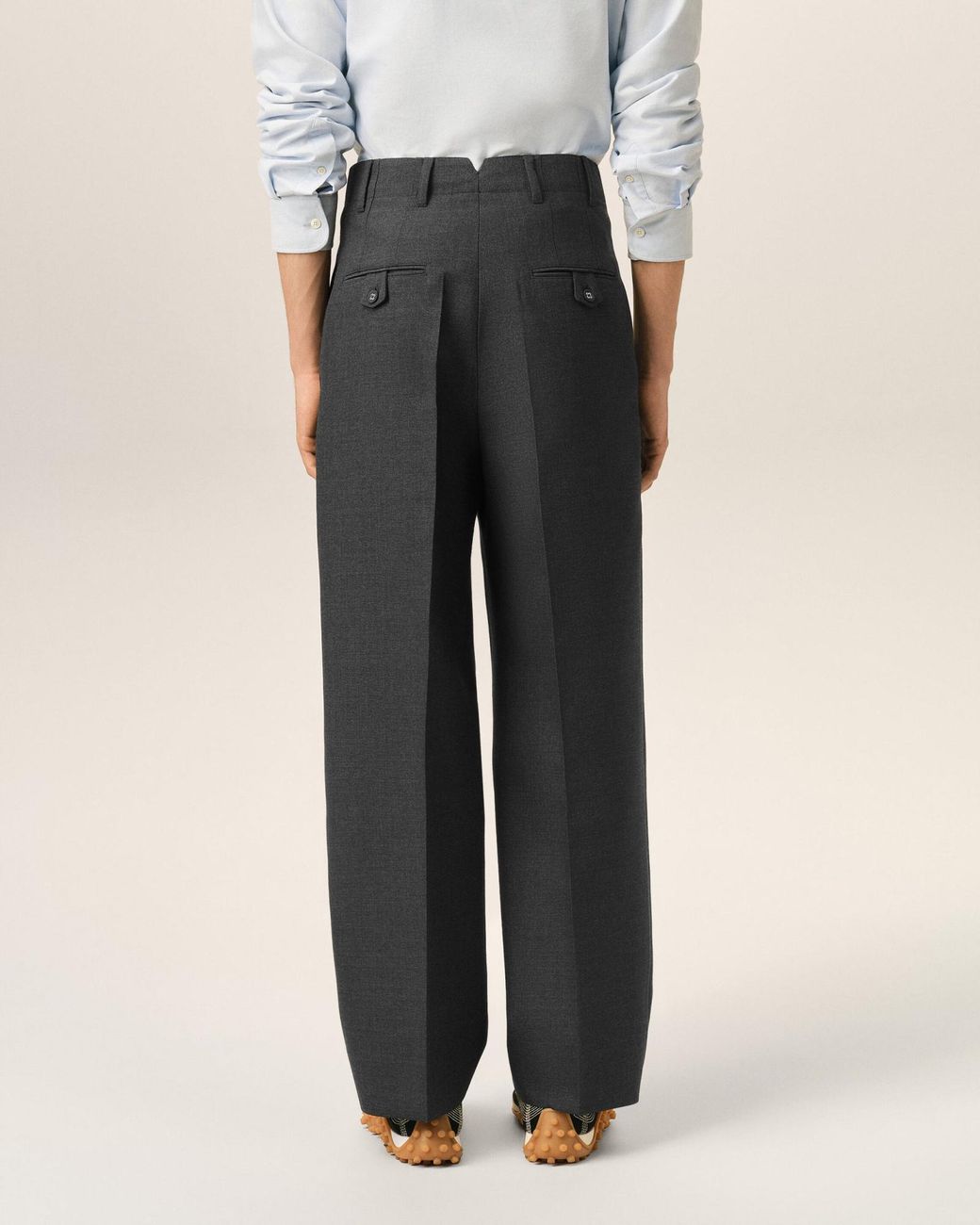 AMI Black High-Waisted Carrot-Fit Wool Trousers for men