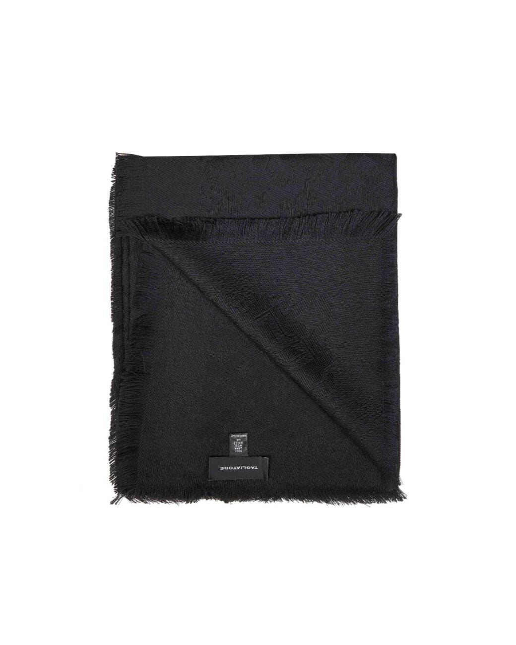 Tagliatore Black Worn-Out Scarf for men