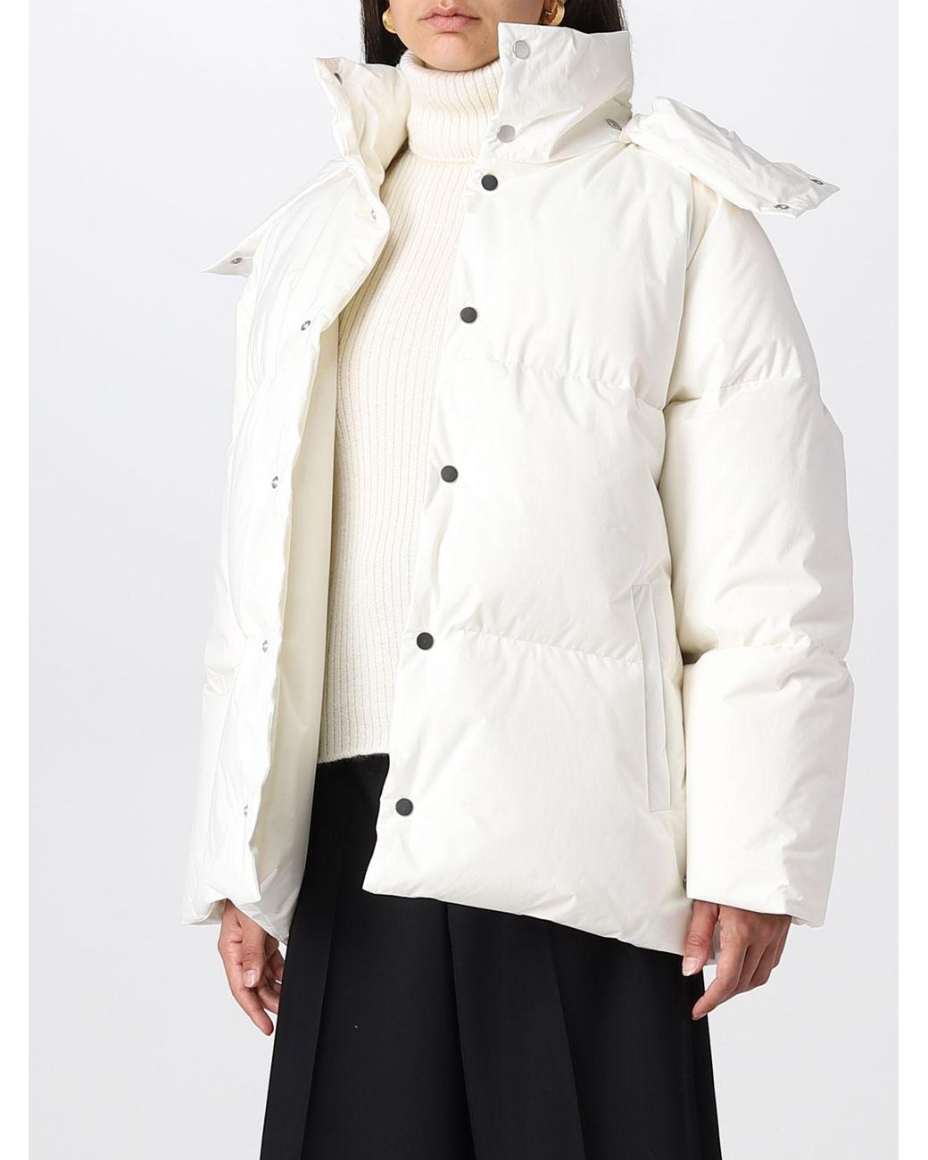 Bottega Veneta White Frosted Poplin Puffer Jacket