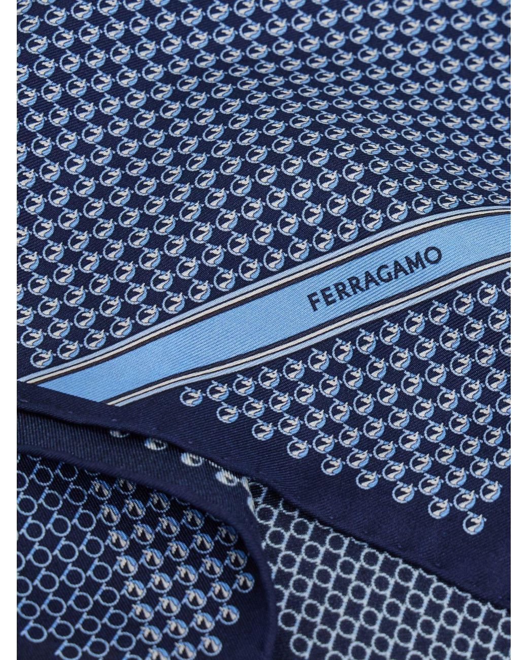 Ferragamo Blue Ferragamo Pegasus Printed Pocket Handkerchief for men