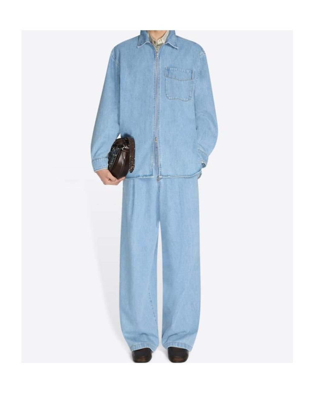 Dries Van Noten Blue Zipped Shirt for men