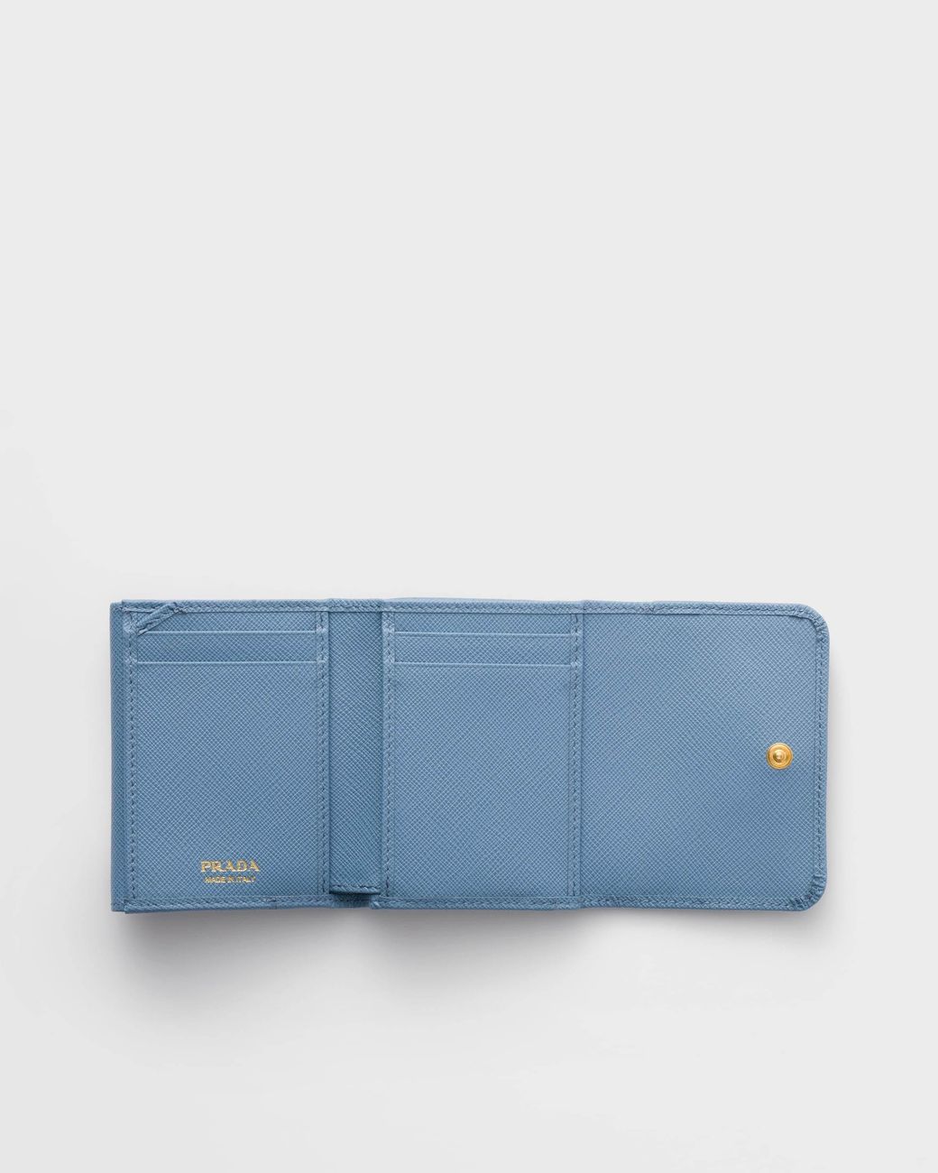 Prada Blue Small Triangle-Logo Leather Wallet