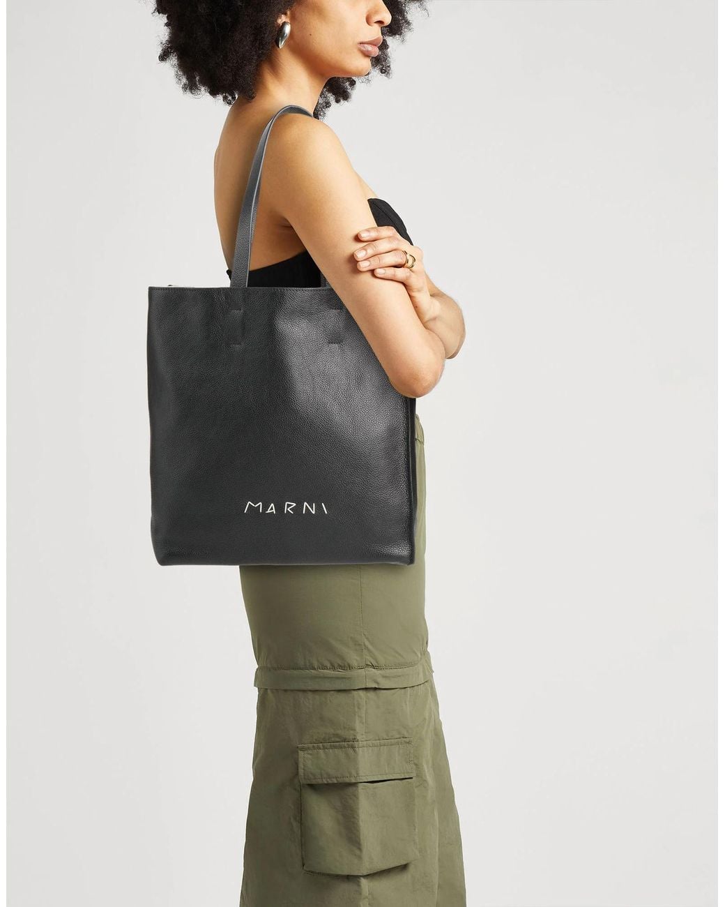 Marni Black Large Cowhide Tote Bag