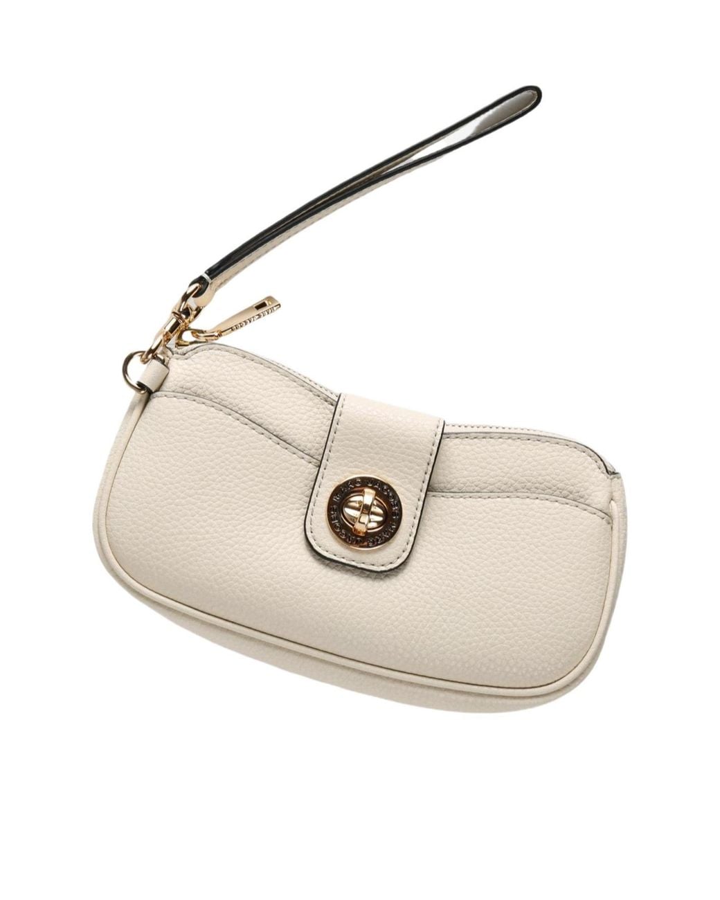 Marc Jacobs White Turnlock Leather Clutch Bag