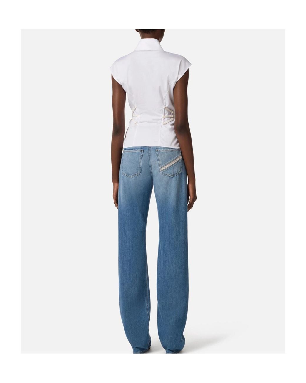 Elisabetta Franchi White Buckled Sleeveless Shirt