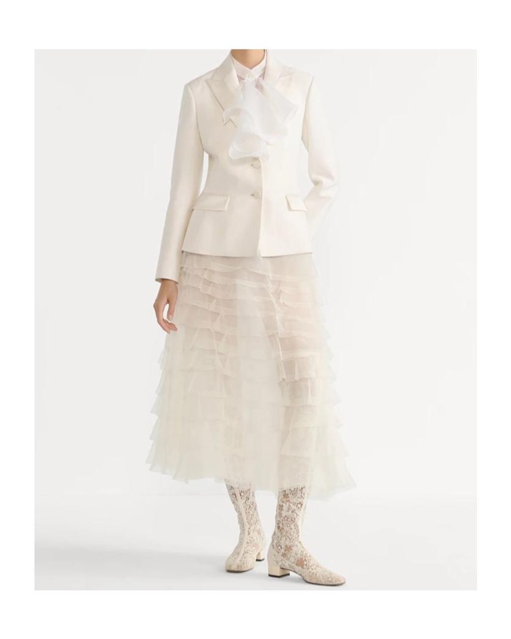 Dior White Christian Mid-Length Ruffled Skirt
