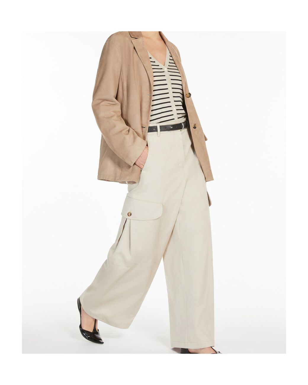 Max Mara White 'S Rosatea Button Detailed Wide-Leg Pants