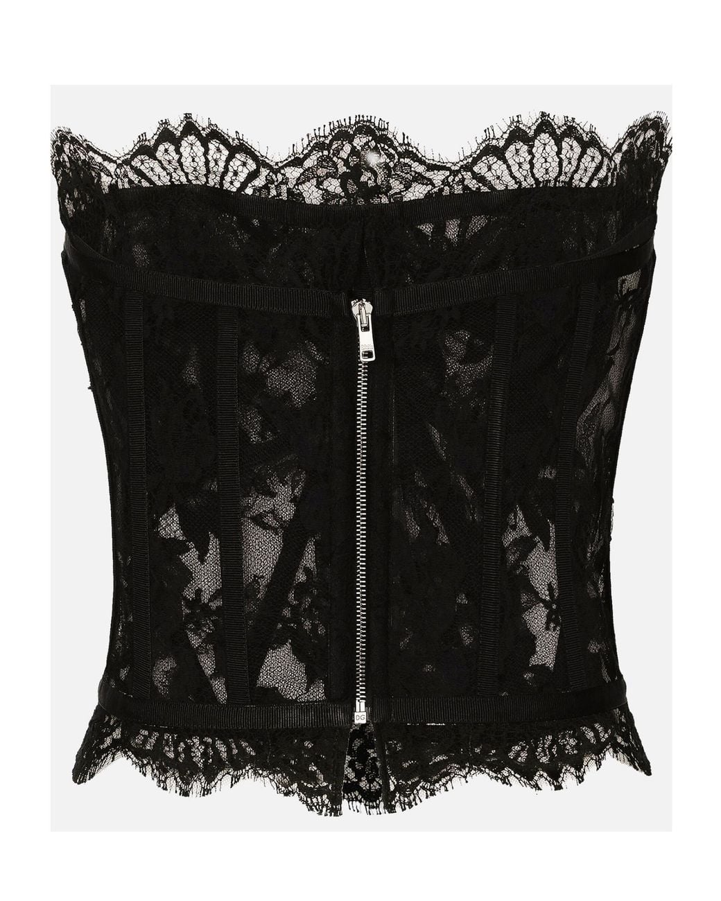 Dolce & Gabbana Black Floral Lace Corset Top