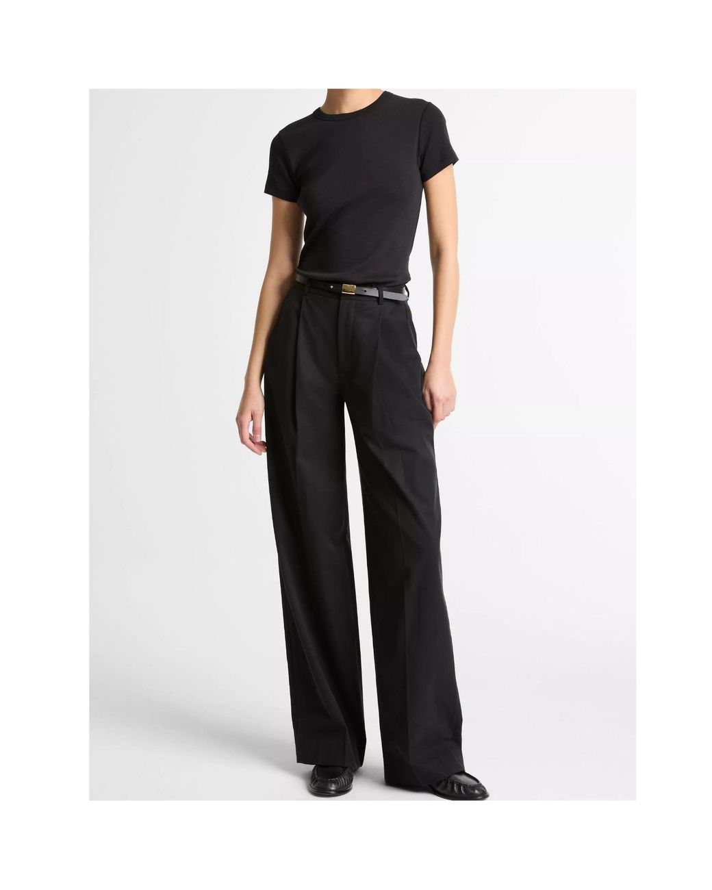 Vince Black Ribbed Crew-Neck T-Shirt