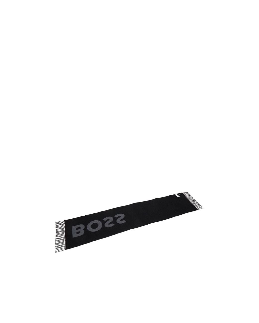Boss Black Boss Logo Jacquard Fringed Edge Scarf for men