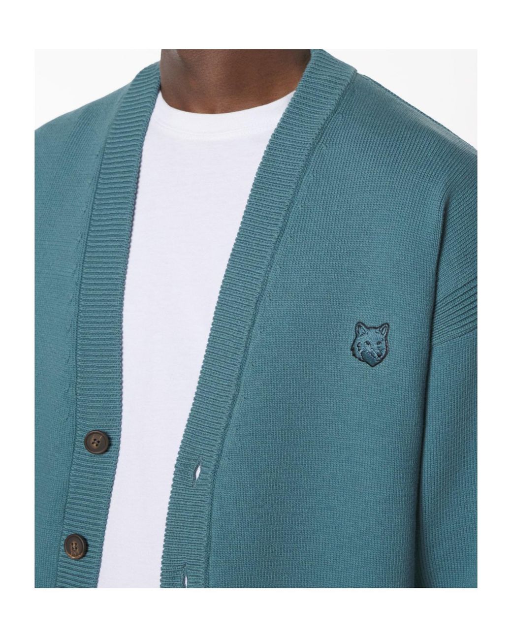 Maison Kitsuné Blue Bold Fox Head-Patch Cardigan for men