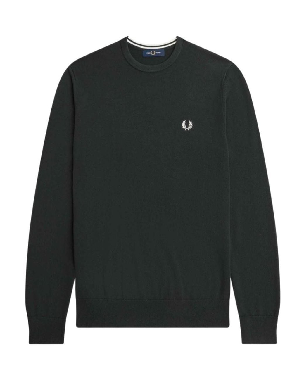 Fred Perry Black Logo-Embroidered Crew-Neck Jumper for men